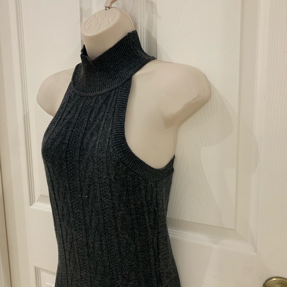 Dark Grey Sleeveless Turtle Neck Sweater Dress - Picture 4 of 7